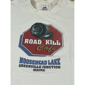 Vintage Beat Up Road Kill Cafe Tee Shirt 100% Cotton Mens Size XL